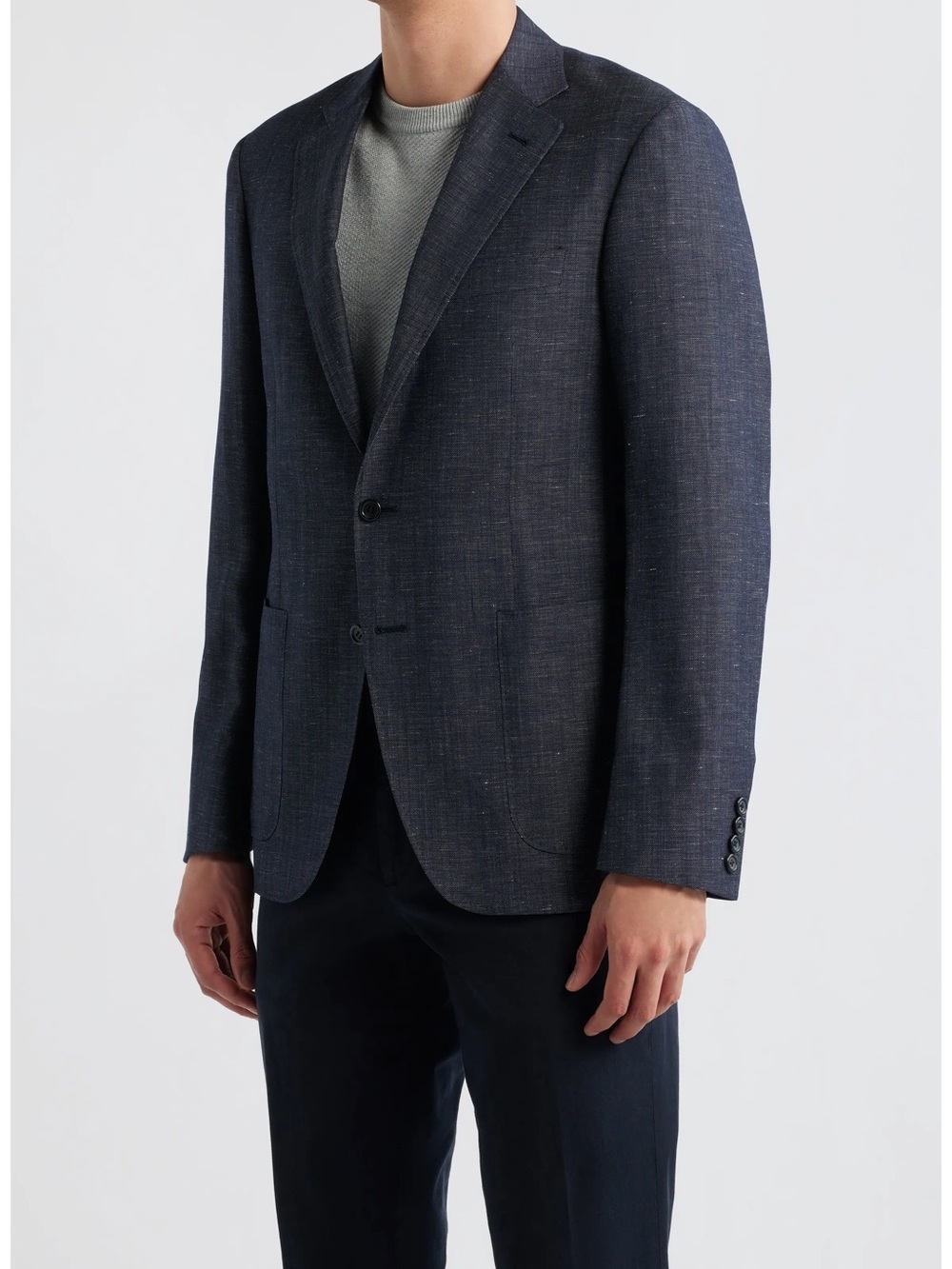 New Kei Trim Fit Dark Blue Slub Wool & Linen Sport Coat Made in Italy 🇮🇹